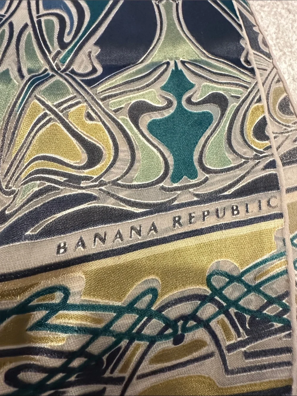 Banana Republic Silk Scarf in Teal, Yellow, Black